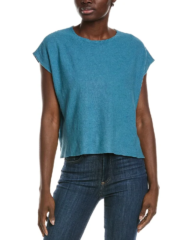 EILEEN FISHER Pique Linen-Blend Top Fashion Sale