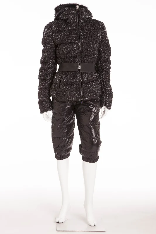 Moncler  - 3PC Black Puffy Jacket, Pants & Belt - 3 IT 42 Final Sale