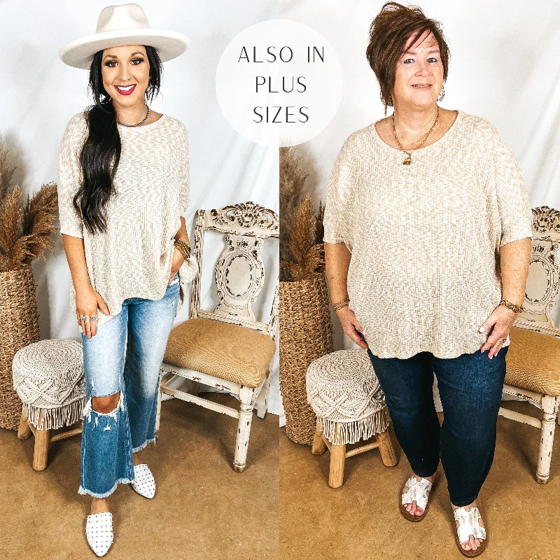 Corner Cafe Ribbed Poncho Top in Oatmeal Imeless Style