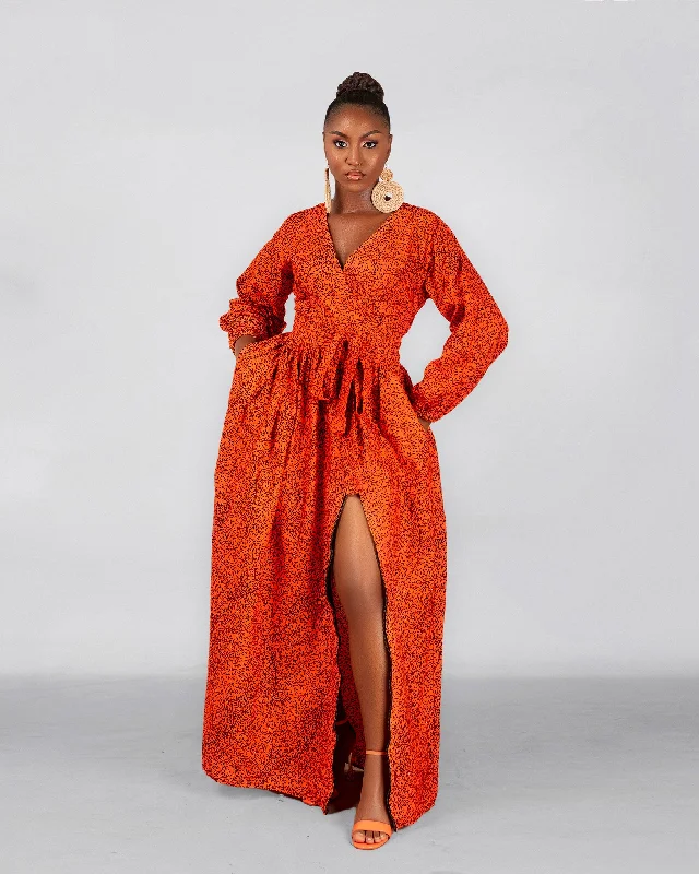 Bianca Ankara Maxi Dress | Orange African Print Anniversary Sale