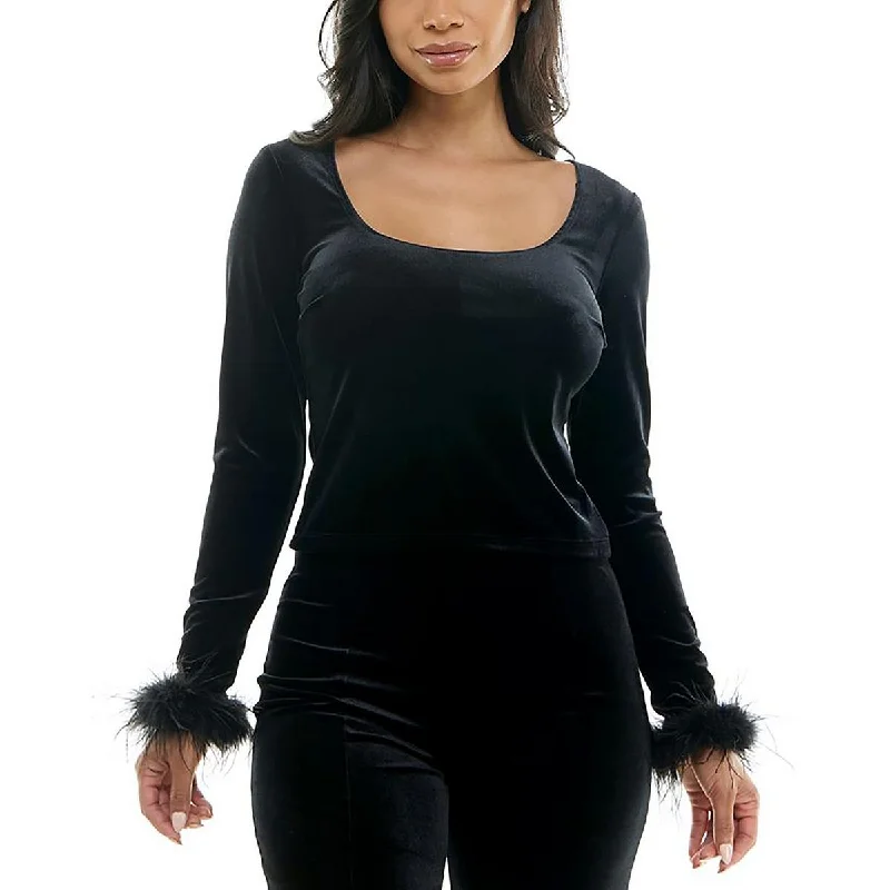 Womens Velvet Scoop Neck Pullover Top Effortless Style, Endless Impact