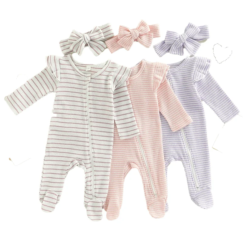 LULLABY Striped Romper with Headband Minimalist Office - Ready Style