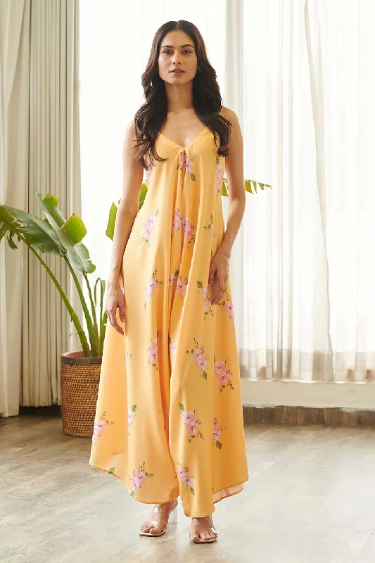 Yellow Floral Print Palazzo Jumpsuit Fashion For Every Occasion