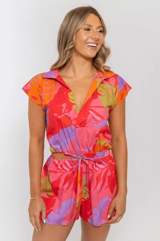 Tropical Palm Vneck Romper Summer Deals