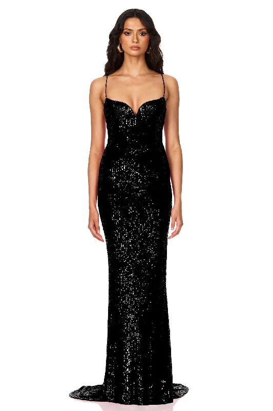 Nookie Serena Sequin Gown - Black Coastal Beach - Inspired Style