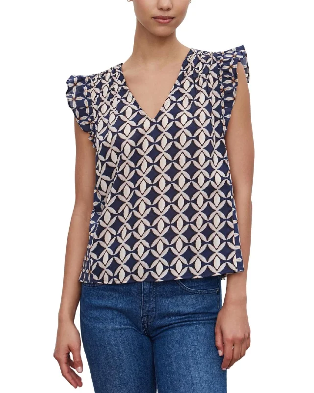 Kandra Flutter Sleeve Top In Navy From Casual To Classy