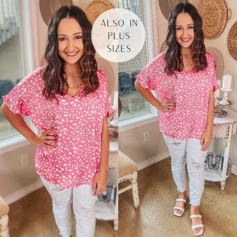 Secret Crushes Dotted V Neck Top in Pink Day-To-Night Styles