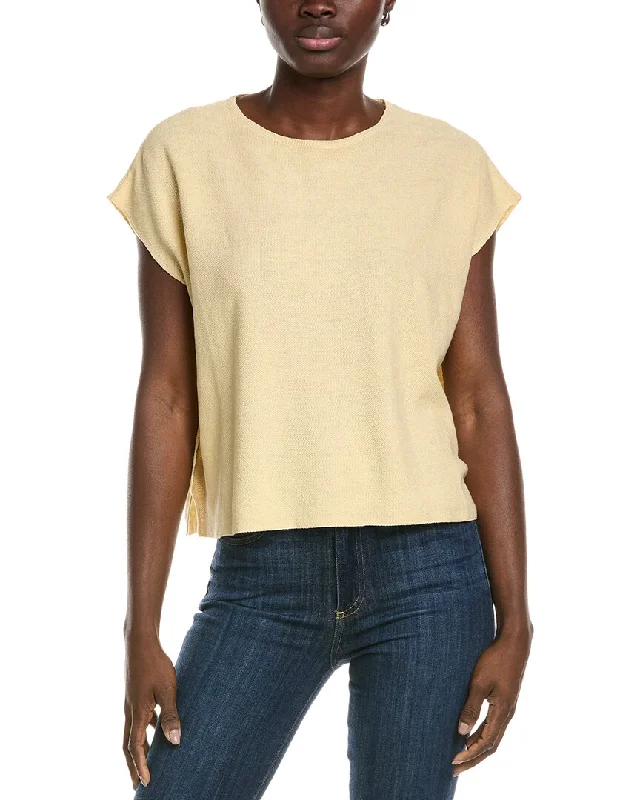 EILEEN FISHER Pique Linen-Blend Top Big Discounts