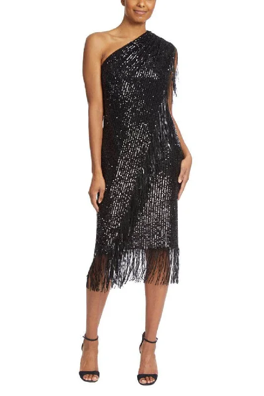 Badgley Mischka SC2800 - Sequined Fringe Asymmetric Cocktail Dress Limited Stock, Big Sale