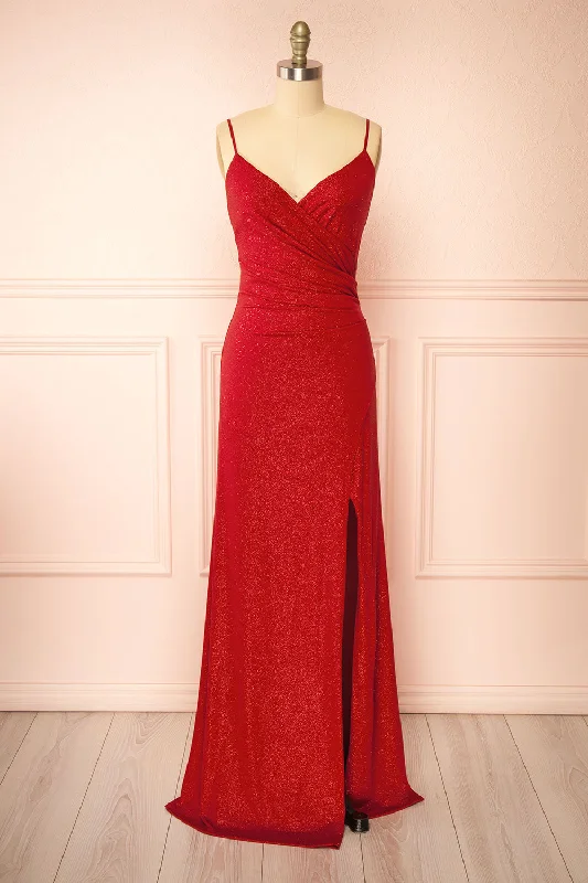 Enyra Red | Sparkling Dress w/ Wrapped Bodice Seasonal Trends