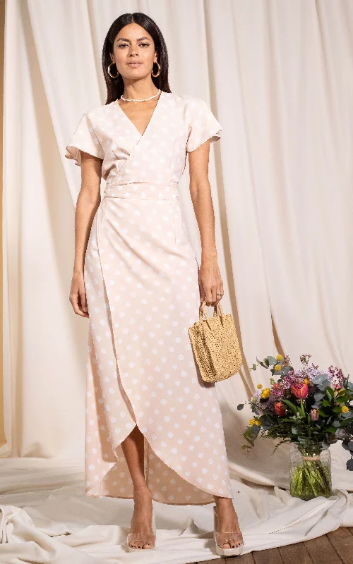 Cayenne Dress in Beige Polka Dot The Latest Trends