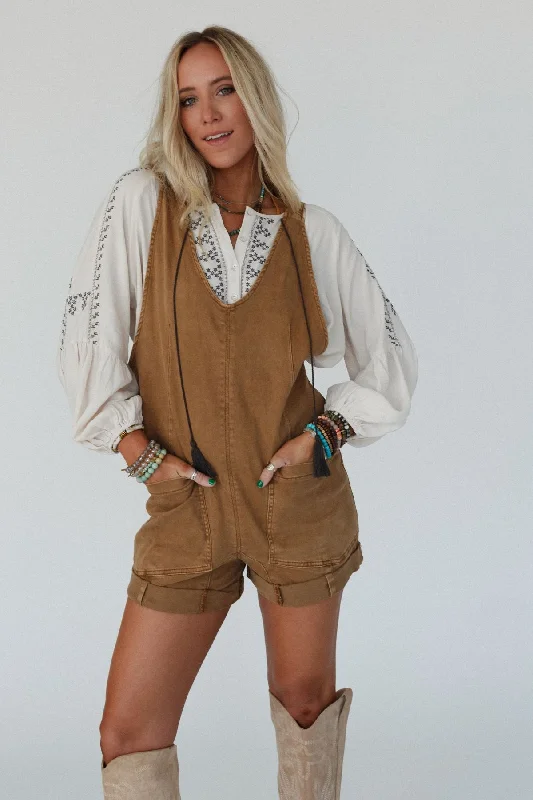 Jordyn Romper - Camel Elegant Clothing