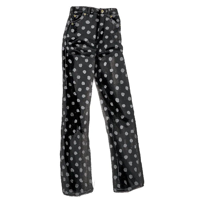 Wide Leg Polka Dot Jeans Spring Fashion