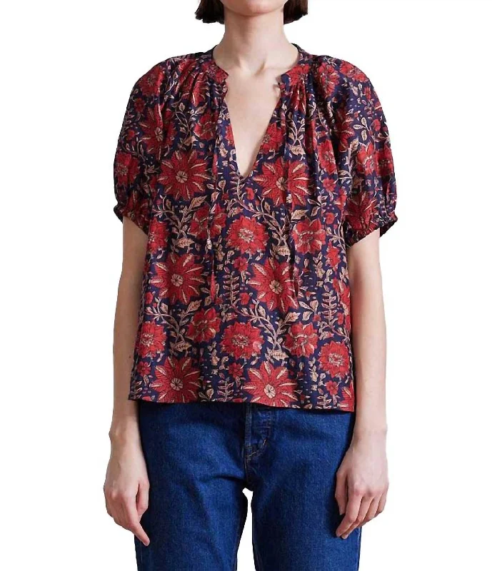 Lumina Popover Top In Heritage Scarlet Shop Sale Items