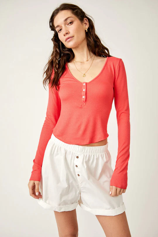 Free People Keep It Basic Layering Top  - Red Pop Catch Every Fashion Trend