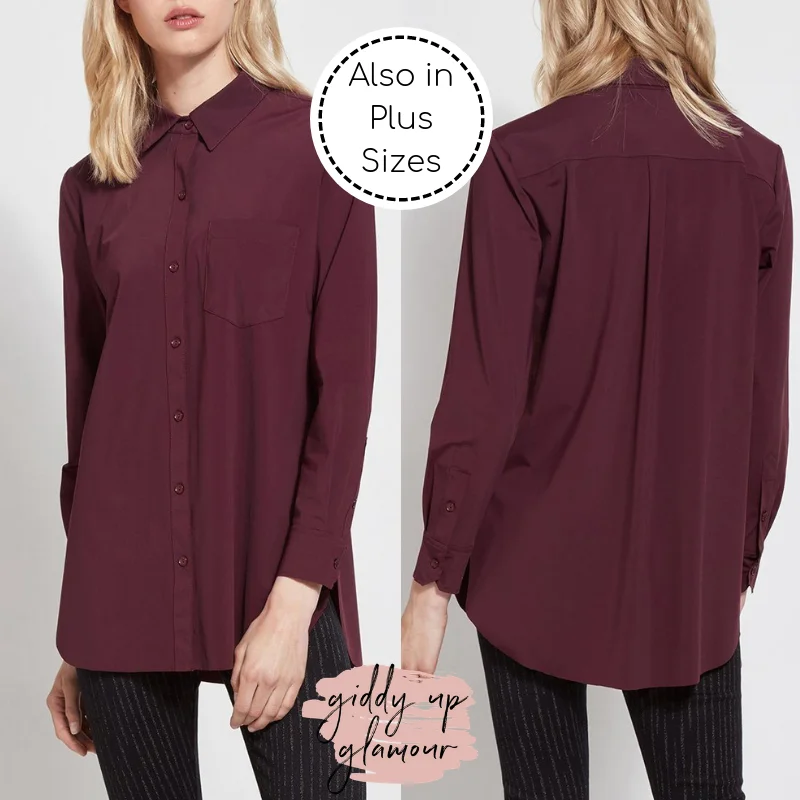 Online Exclusive | Lysse Schiffer Button Down Dress Shirt in Fig (Plum Purple) Chic And Trendy