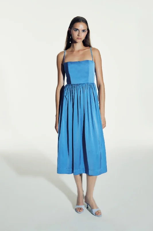 Liette Satin Midi Dress in Ultramarine Sophisticated Cut