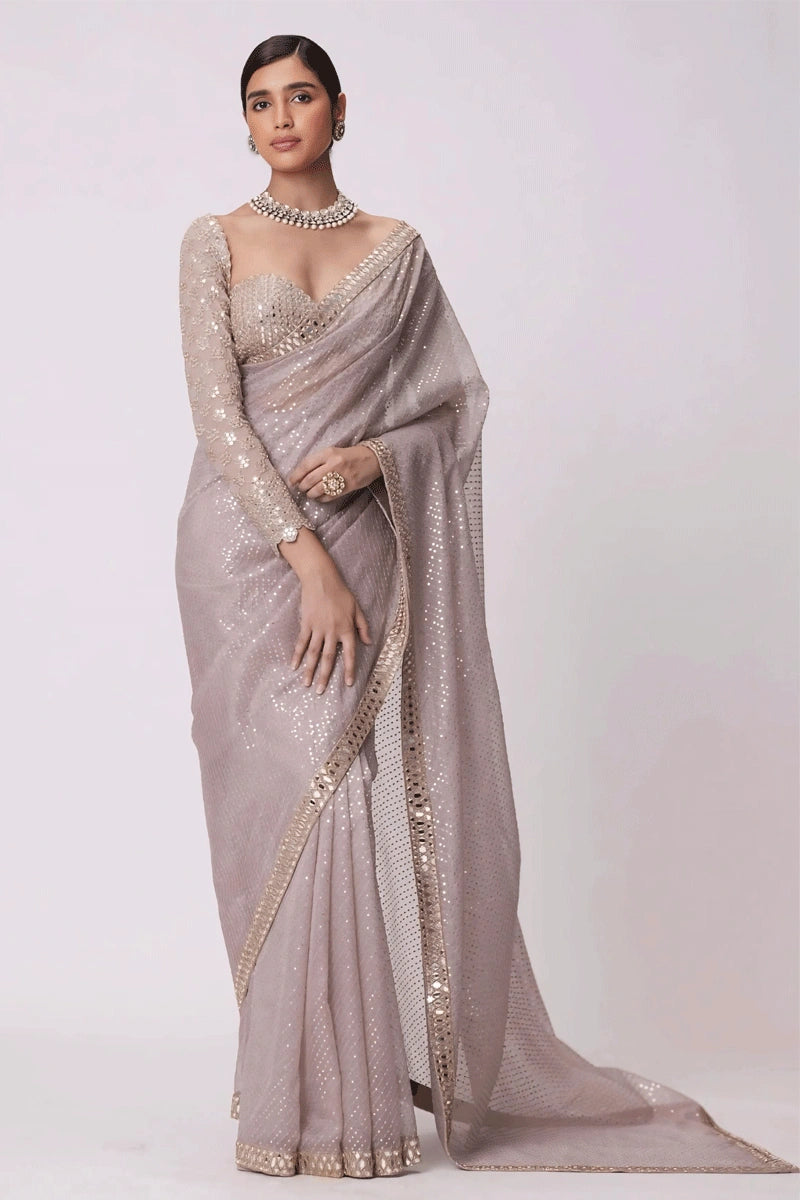 Baby Pink Colour Sequence Saree For Reception Party New Season Fashion Preview Sale