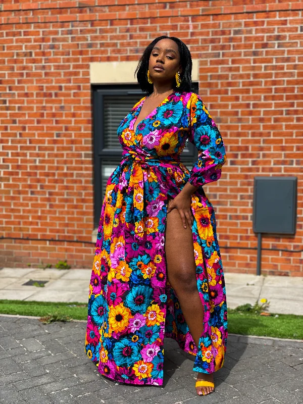 Avita Ankara Maxi Dress | Pink Floral Multicoloured African Print Fashion Forward