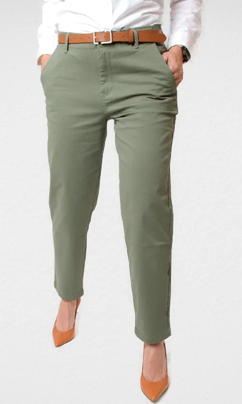 Women Gabardine Pants (Oil Green) Hot Styles