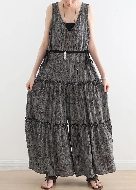 Summer Casual Multi-Layer V-neck Strap Pants With Jumpsuits Clearance Event