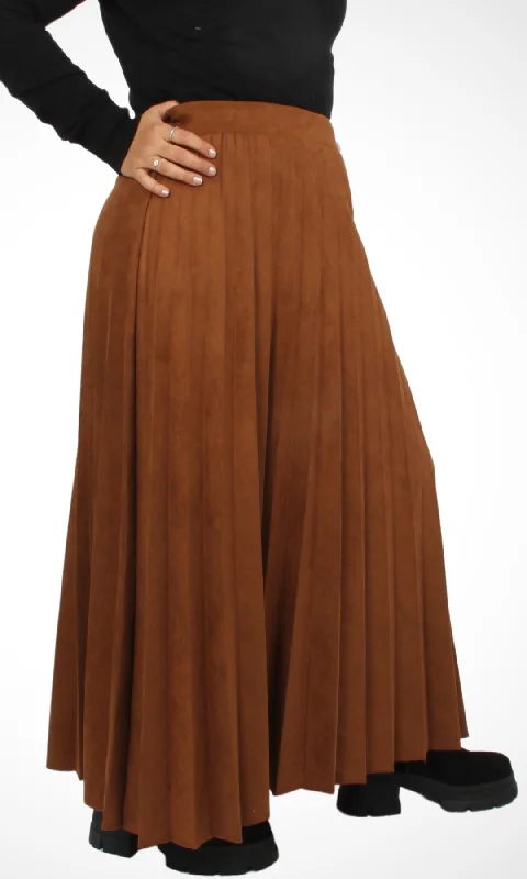 Women Pleated Skirt (Brown) Eclectic Style Wardrobe