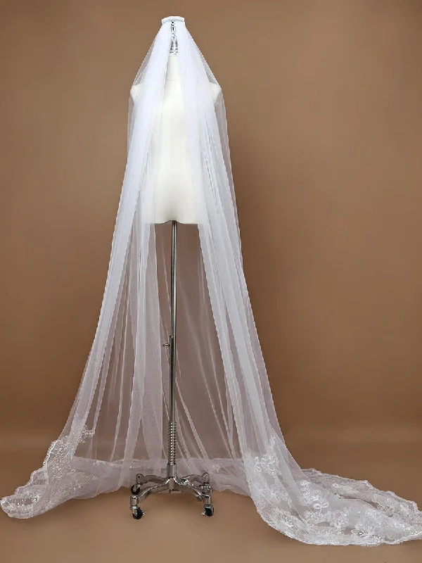 Romantic Wedding Sweep-Train Veil with Sequin Applique Mega Sale