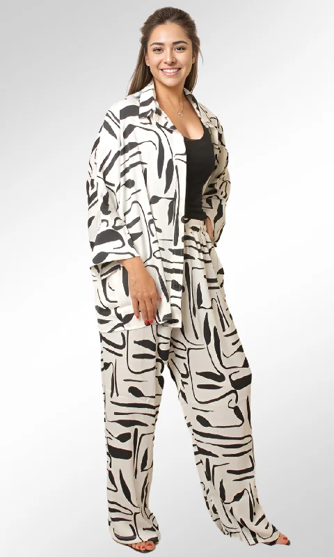 Women's Satin Suits print (White) Exclusive Sale