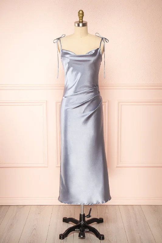 Elyse Blue | Cowl Neck Midi Dress Limited Time Offers