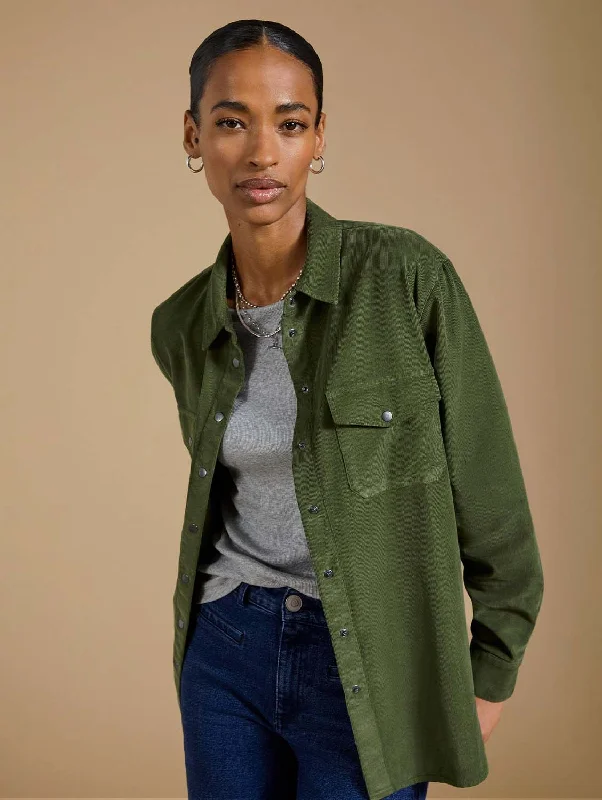 Beata Organic Corduroy Relaxed Shirt | Light Khaki Style Revolution