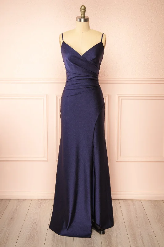 Nyra Navy | Mermaid Dress w/ Wrapped Bodice Rustic Countryside Charm Look