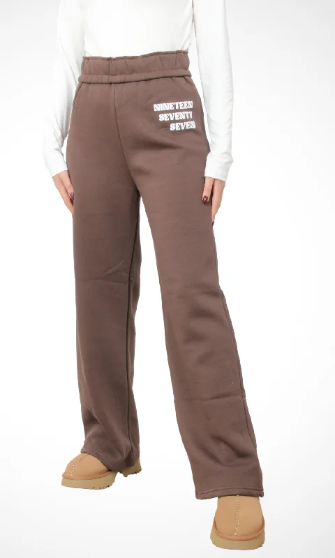 Women Logo Wide Leg Joggers (Brown) Innovate Your Wardrobe