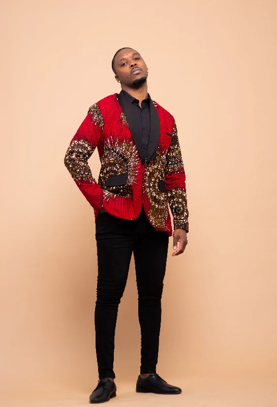 Colton Ankara Men Blazer | Red African Print Charming Silhouette