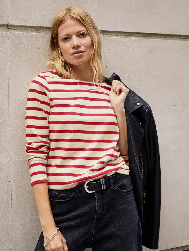 Ashley Organic Cotton Top | Red Stripe Trendy Street Style Attire