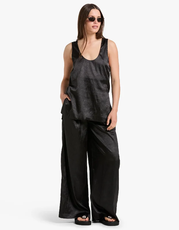 Allire Satin Pant - Black Effortless Comfort