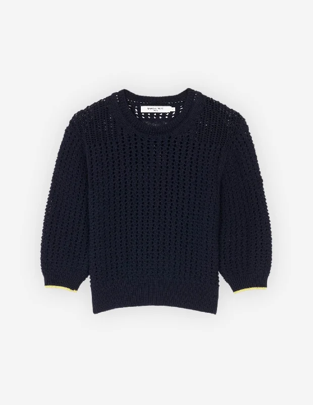 Texturised Cropped Jumper Navy Everyday Basics