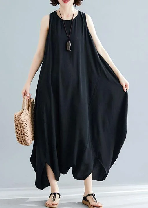 new black sleeveless cotton jumpsuit pants fashion unique women wide leg skirts pants Today Only