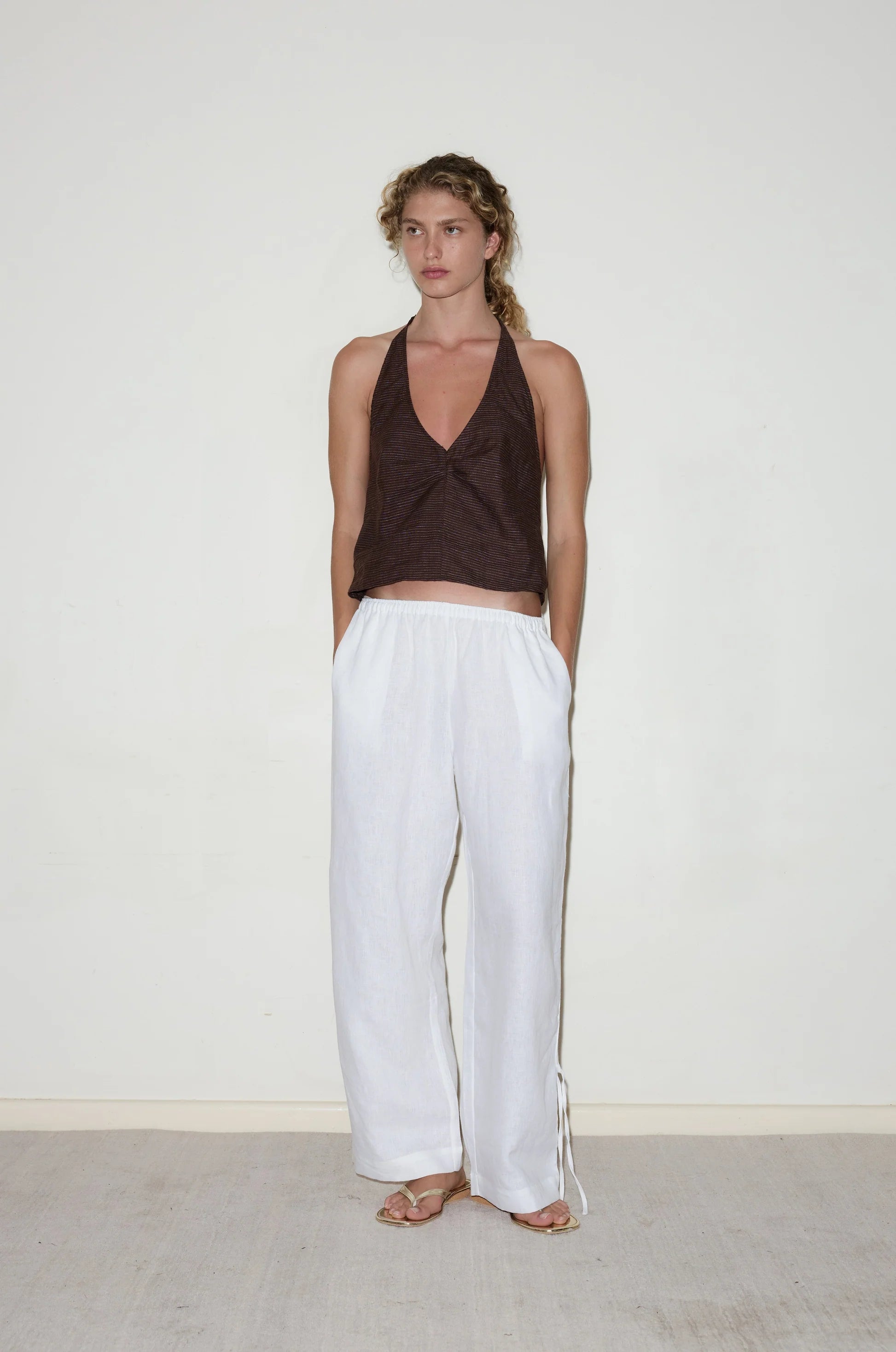 White Side Stripe Linen Pants Seasonal Picks