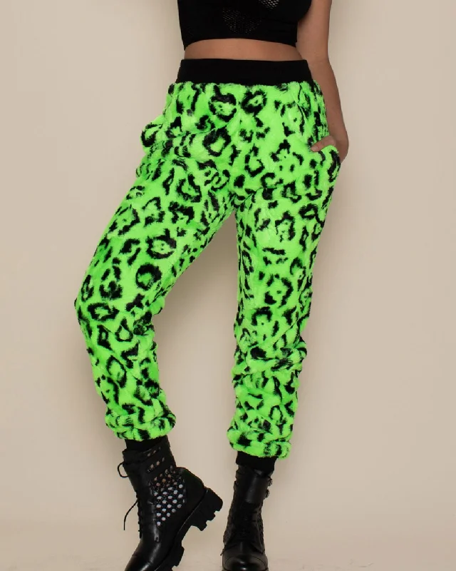 Women's Lounge Pants | Neon Green Leopard Chic Styles