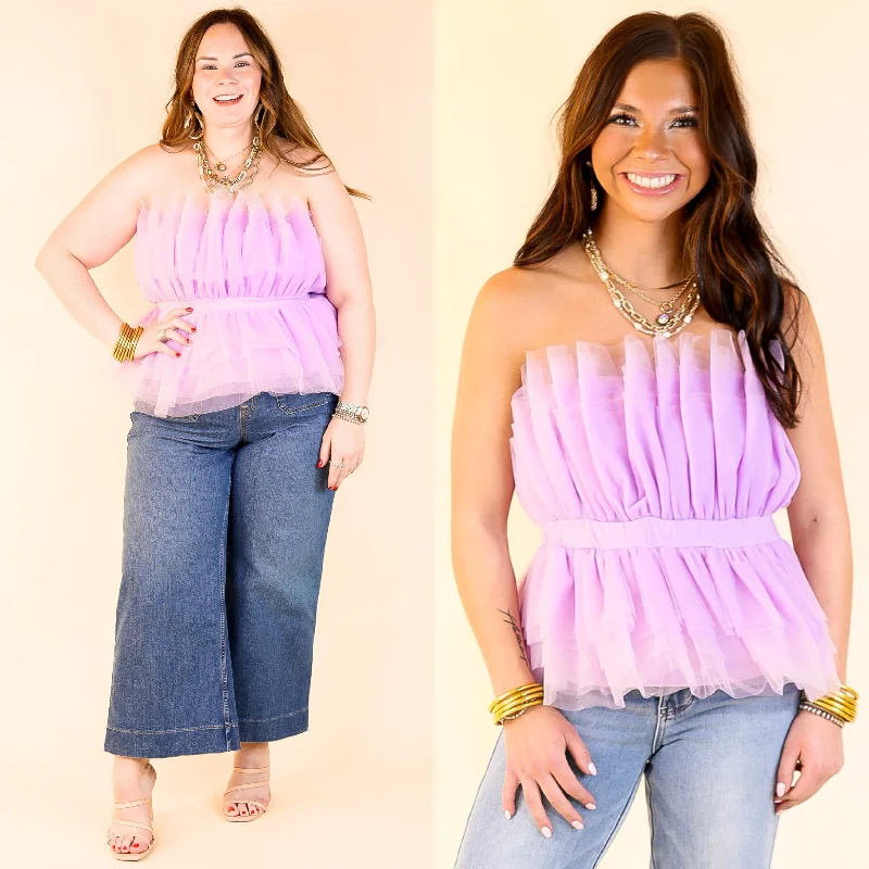 Pretty In Paris Strapless Tulle Top in Lavender Purple Browse Our Top Products