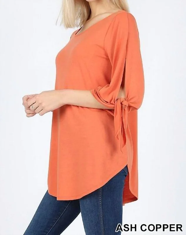 Self Split Tie Top In Ash Copper Summer Deals