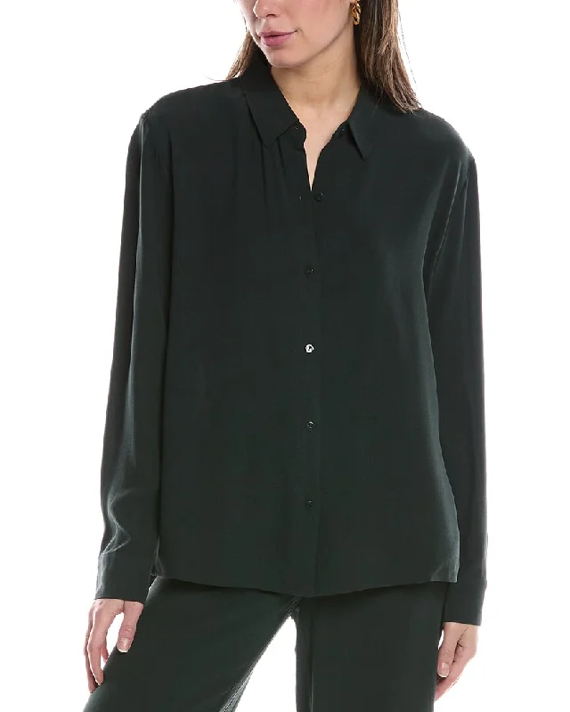 EILEEN FISHER Petite Classic Collar Silk Shirt Limited Stock