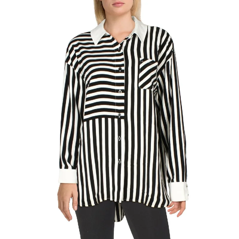 Womens Collared Pinstripe Button-Down Top Huge Discounts This Week