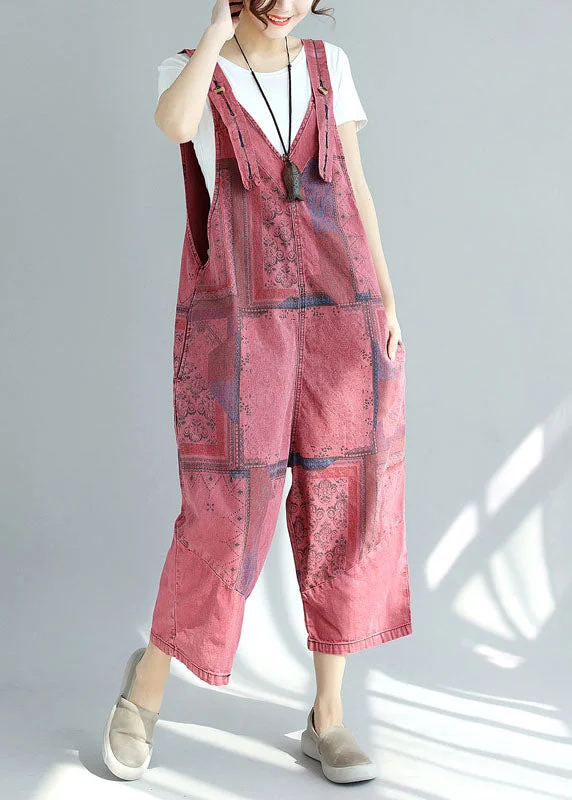 loose Mulberry pockets Print Jumpsuit Spring Classic Appeal