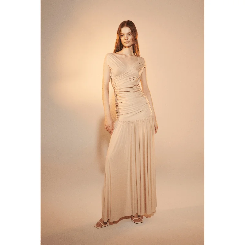 Purley Jersey Long Dress in Cuban Sand Anniversary Sale