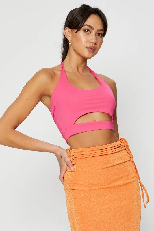 Pink Halter Top Fashion Forward