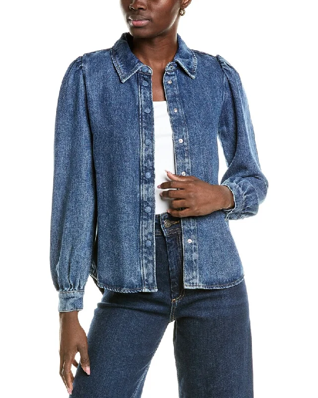 7 For All Mankind Puff Sleeve Denim Shirt Fashion Sale