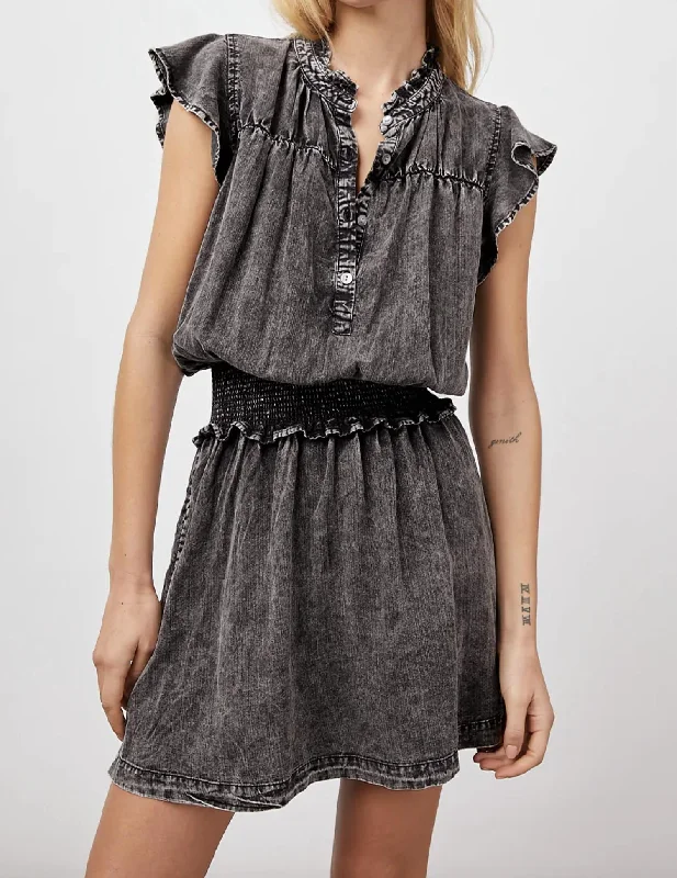 Amina Dress in Black Acid Wash Special Offer