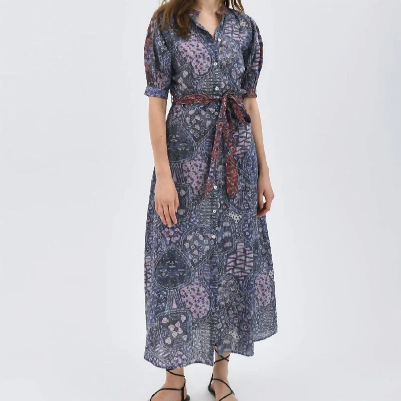 Bes Organic Maxi Dress in Cario Sapphire Artful Design