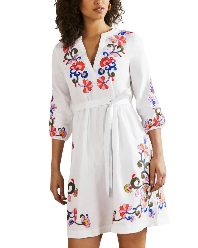 Boden Embroidered Linen Dress Sustainable Fashion Extravaganza